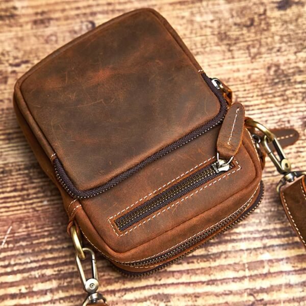 Vintage Mini Leather Shoulder Bag | Leather Fanny Pack - Image 8