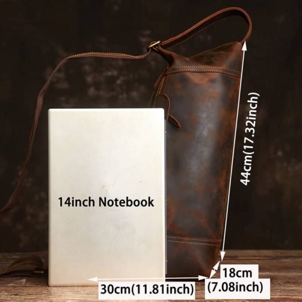 Vintage Leather Sling Bag l Men Large Shoulder Bag - Image 9