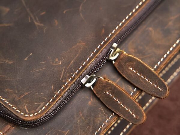 Vintage Leather Messenger Bag | Vertical Leather Shoulder Bag - Image 9
