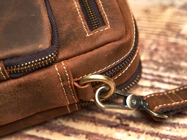 Vintage Mini Leather Shoulder Bag | Leather Fanny Pack - Image 10