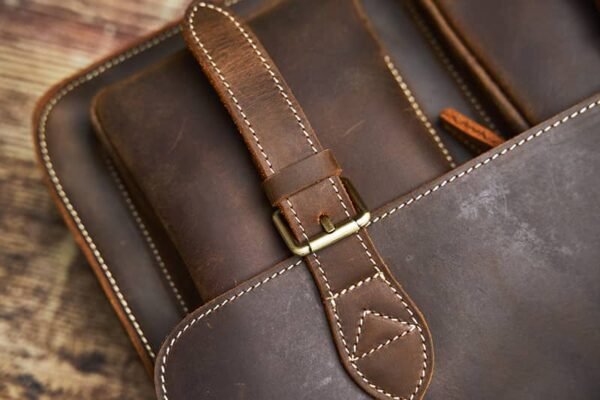 Vintage Leather Large Crossbody Bag | Men's Leather Shoulder Bags - Image 11
