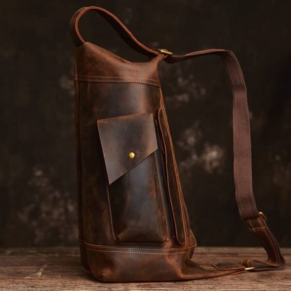 Vintage Leather Sling Bag l Men Large Shoulder Bag - Image 3