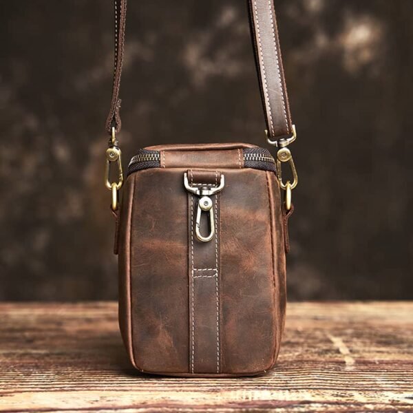 Vintage Mini Leather Fanny Pack | Men Leather Shoulder Bag - Image 4