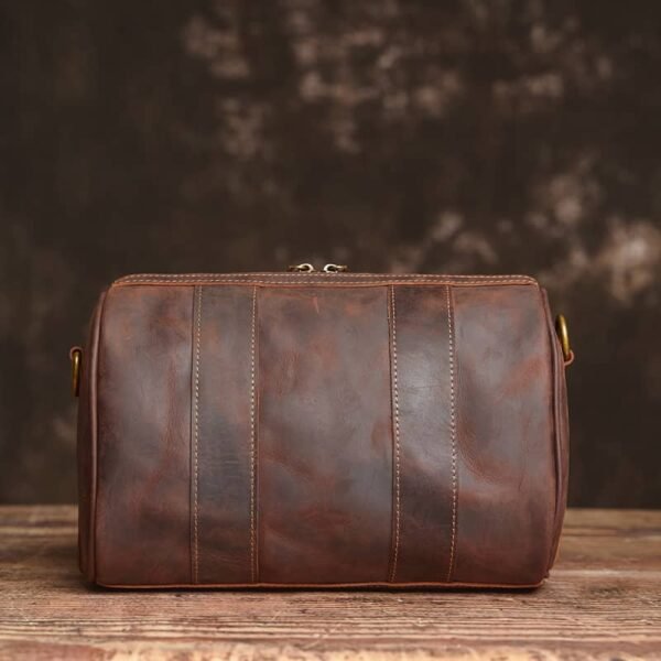Vintage Cylinder Leather Shoulder Bag | Handmade Crossbody Body - Image 3