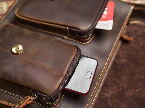 Vintage Leather Large Crossbody Bag | Men's Leather Shoulder Bags - Image 9