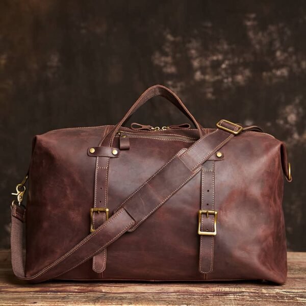 Leather Overnight Duffel Bag For Men - Image 2