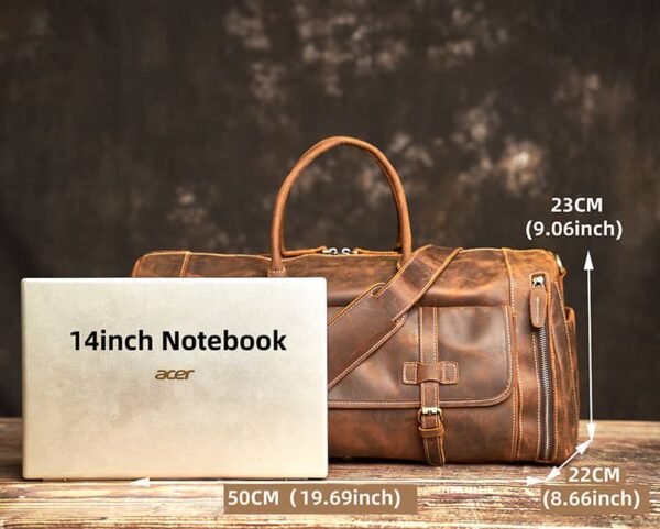Leather Weekender Travel Bag With Shoe Compartment Supplier - Image 7