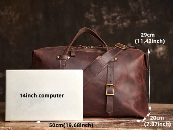 Leather Overnight Duffel Bag For Men - Image 7