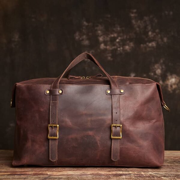 Leather Overnight Duffel Bag For Men - Image 6