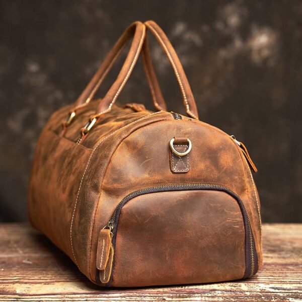 Leather Weekender Travel Bag With Shoe Compartment Supplier - Image 4