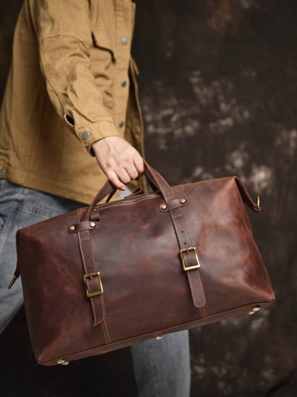 Leather Overnight Duffel Bag For Men - Image 4