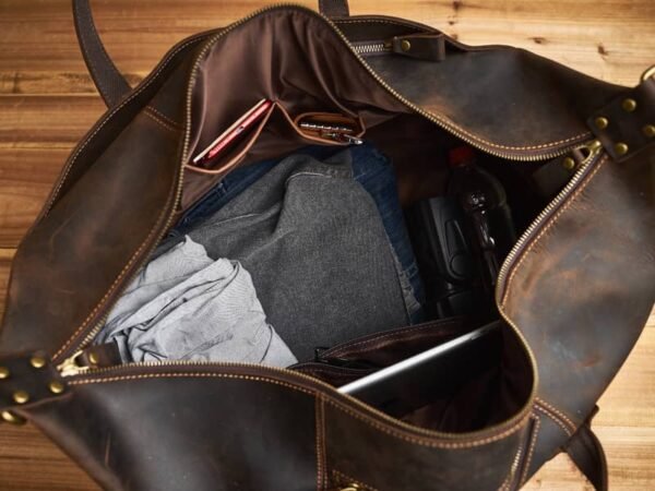 Leather Overnight Duffel Bag For Men - Image 17