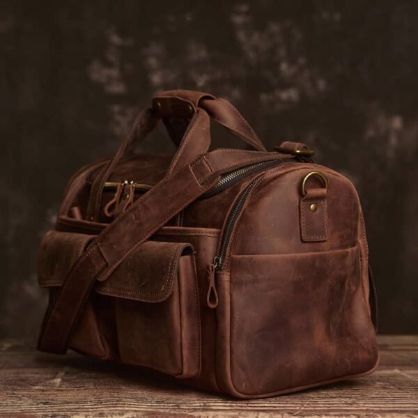 Weekender Travel Bag | Handmade Leather Duffle Bag - Image 4