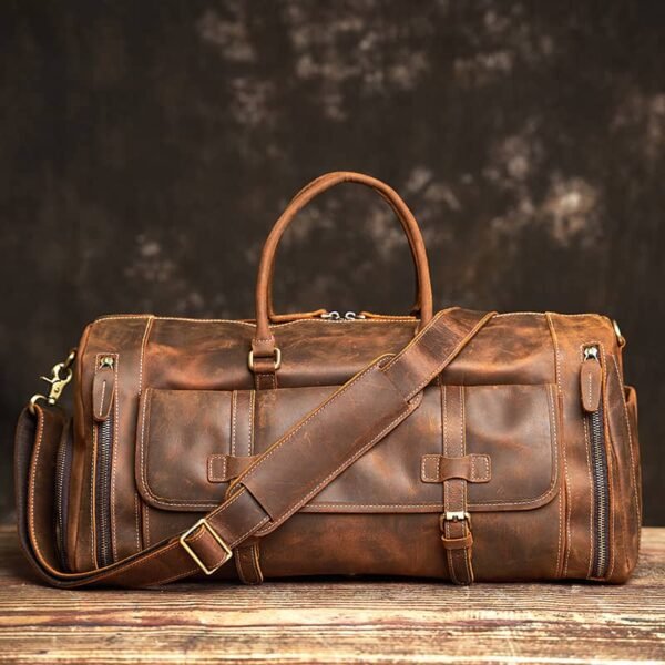 Leather Weekender Travel Bag With Shoe Compartment Supplier - Image 2
