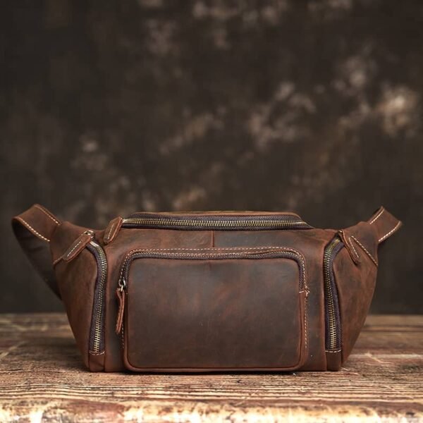 Vintage Leather Chest Bag | Leather Large Fanny Pack Supplier - Image 3