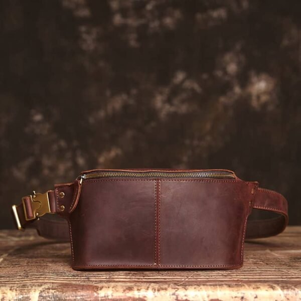 Vintage Leather Chest Bag | Leather Large Fanny Pack - Image 2