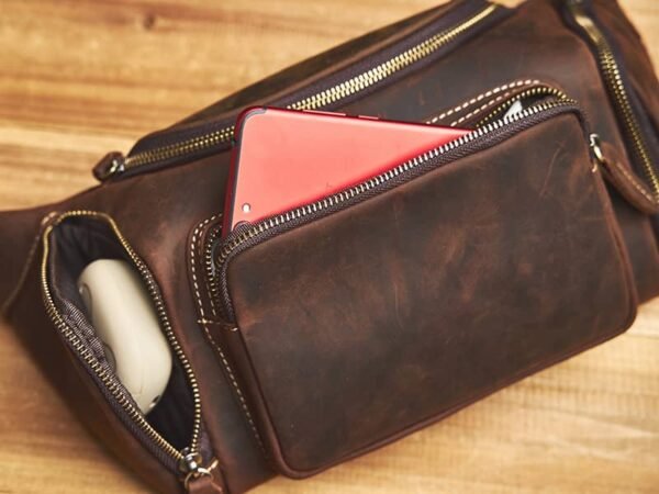 Vintage Leather Chest Bag | Leather Large Fanny Pack Supplier - Image 14