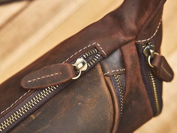 Vintage Leather Chest Bag | Leather Large Fanny Pack Supplier - Image 13