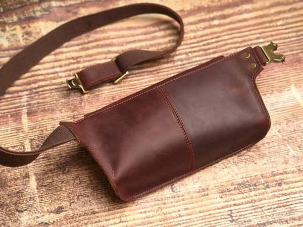 Vintage Leather Chest Bag | Leather Large Fanny Pack - Image 12