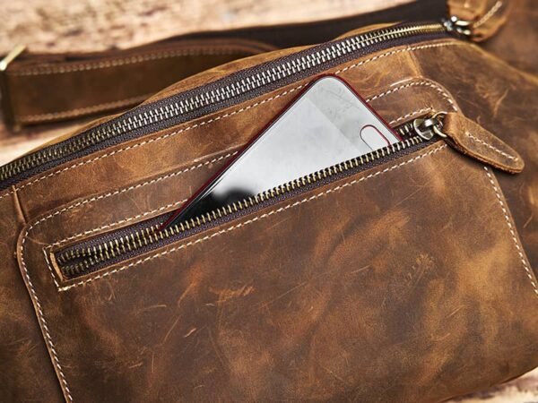 Retro Leather Chest Bag | Leather Large Fanny Pack Supplier - Image 12