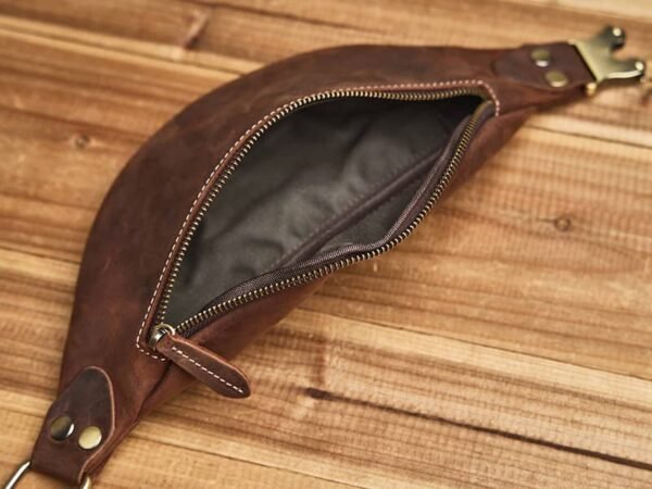 Vintage Leather Mini Chest Bag | Leather Fanny Pack - Image 13
