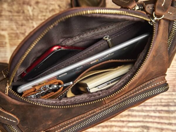 Vintage Leather Chest Bag | Leather Large Fanny Pack Supplier - Image 15