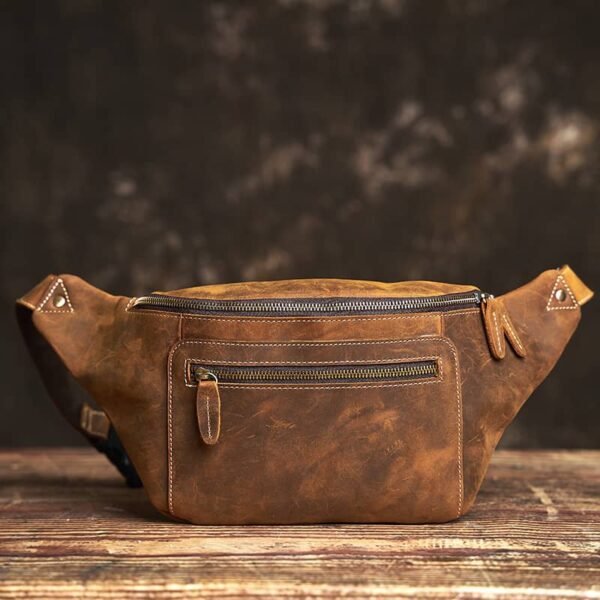 Retro Leather Chest Bag | Leather Large Fanny Pack Supplier - Image 3