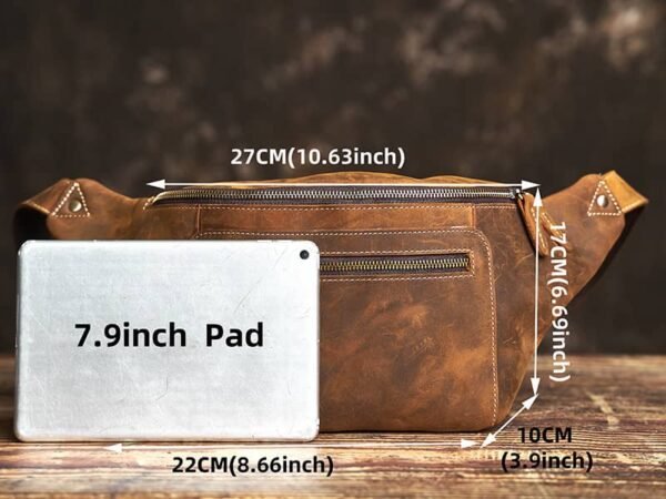 Retro Leather Chest Bag | Leather Large Fanny Pack Supplier - Image 10