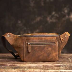 Retro Leather Chest Bag | Leather Large Fanny Pack Supplier