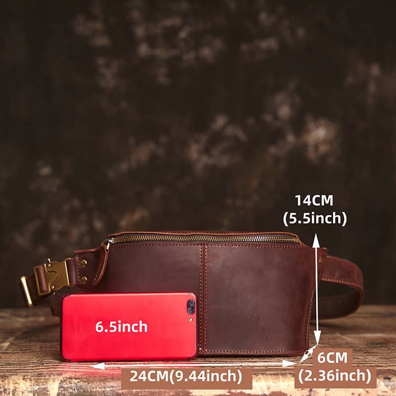Vintage Leather Chest Bag | Leather Large Fanny Pack 17 vintage leather waist bag 2 5