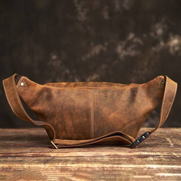 Retro Leather Chest Bag | Leather Large Fanny Pack Supplier - Image 5