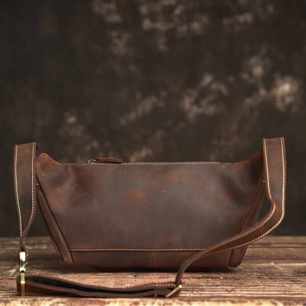 Vintage Leather Chest Bag | Leather Large Fanny Pack Supplier - Image 4