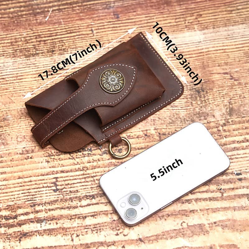 Retro Leather Mini Waist Bag | India Badge Leather Fanny Pack 15 vintage leather waist bag 4 7