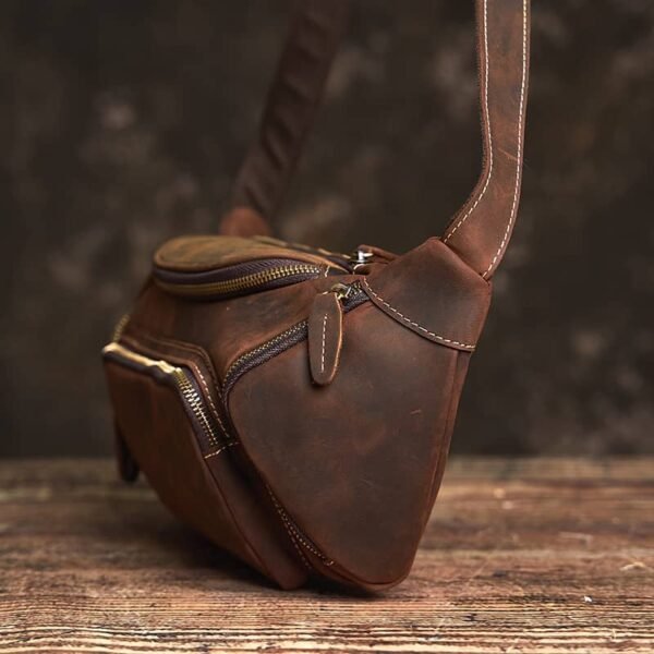 Vintage Leather Chest Bag | Leather Large Fanny Pack Supplier - Image 6
