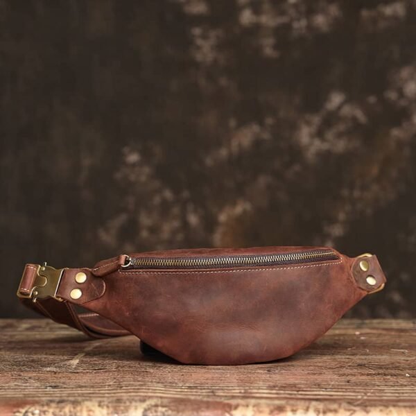 Vintage Leather Mini Chest Bag | Leather Fanny Pack - Image 2