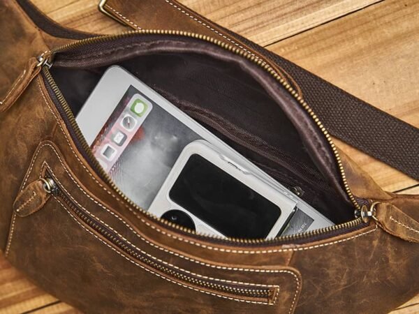 Retro Leather Chest Bag | Leather Large Fanny Pack Supplier - Image 14
