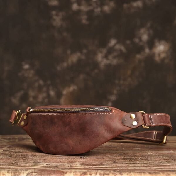 Vintage Leather Mini Chest Bag | Leather Fanny Pack - Image 5