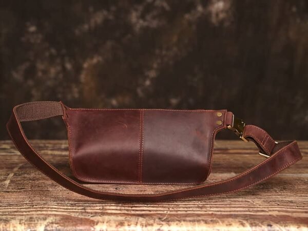 Vintage Leather Chest Bag | Leather Large Fanny Pack - Image 3