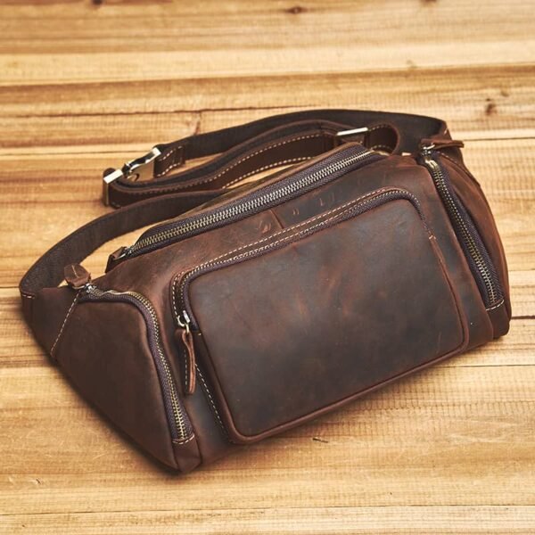 Vintage Leather Chest Bag | Leather Large Fanny Pack Supplier - Image 7