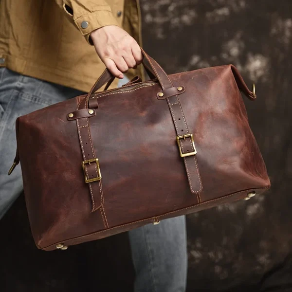 Leather Overnight Duffel Bag For Men - Image 7