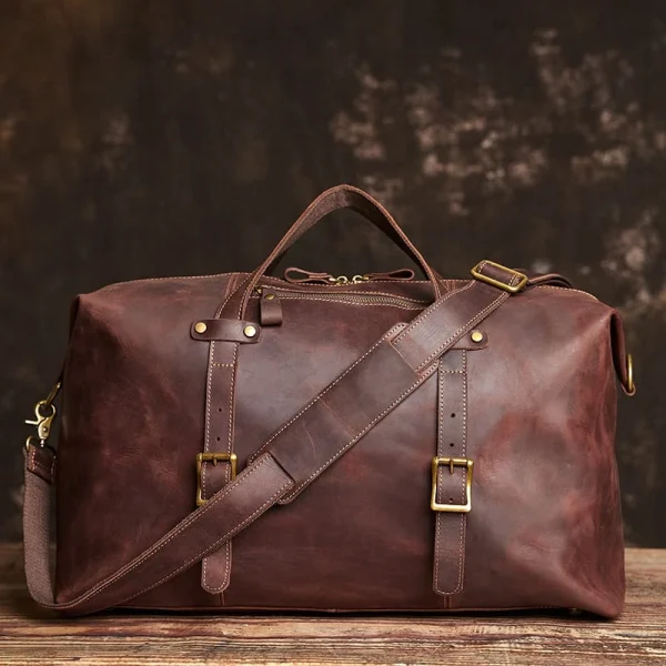Leather Overnight Duffel Bag For Men - Image 3