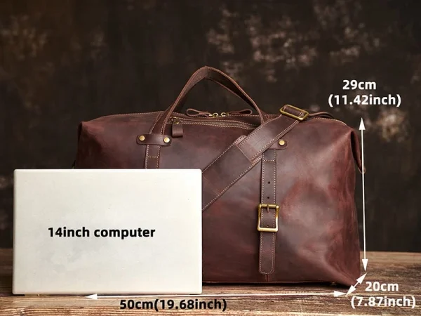 Leather Overnight Duffel Bag For Men - Image 8