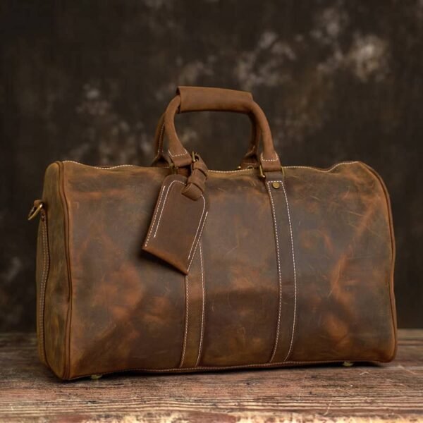 Retro Leather Weekender Travel Bag | Leather Tote Bag Supplier - Image 4