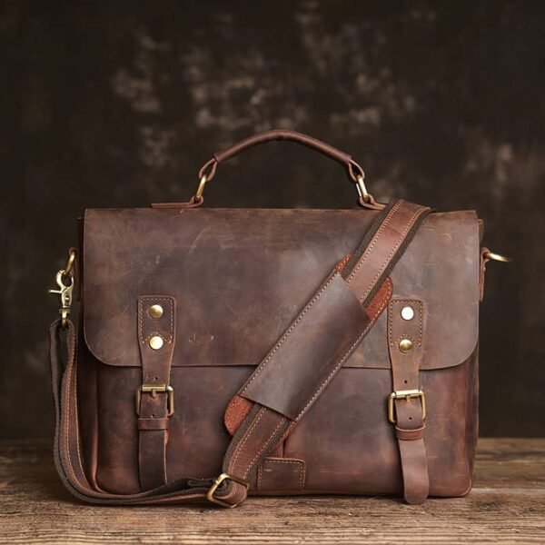 Vintage Leather Handbag | Leather Large Crossbody Bag - Image 3