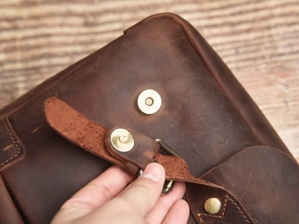 Vintage Leather Handbag | Leather Large Crossbody Bag - Image 14