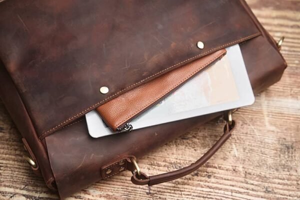 Vintage Leather Handbag | Leather Large Crossbody Bag - Image 17
