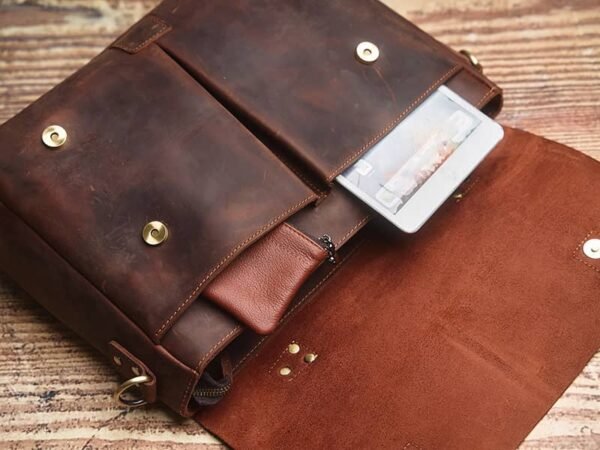 Vintage Leather Handbag | Leather Large Crossbody Bag - Image 11